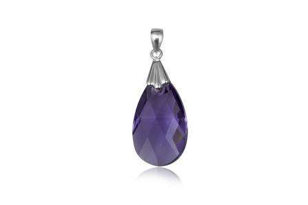Tanzanite Swarovski Pendant with Silver Chain