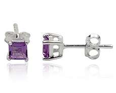 925 Silver Earrings with Amethyst Squares