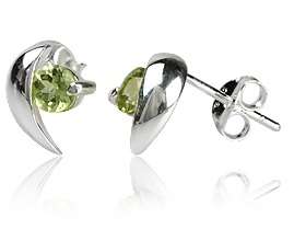 925 Silver Earrings with Peridot Rounds