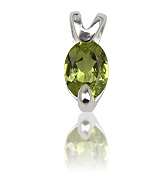 925 Silver Pendant with Peridot Oval and Chain