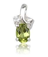 925 Silver Pendant with Peridot Stone and Chain
