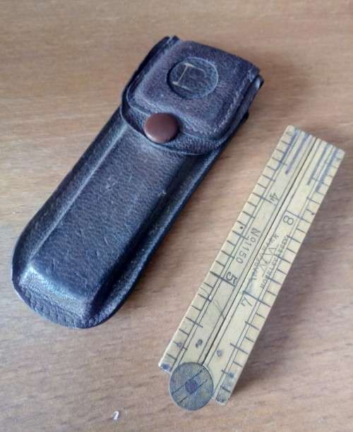 VINTAGE Ruler HOCKLEY ABBEY NO 1150 12" 4 FOLD BOXWOOD & BRASS TOOL