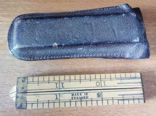 VINTAGE Ruler HOCKLEY ABBEY NO 1150 12" 4 FOLD BOXWOOD & BRASS TOOL