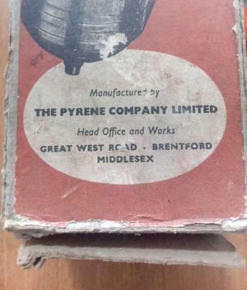 Pyrene Brass Fire Extinguisher NEW UNUSED IN BOX 1967