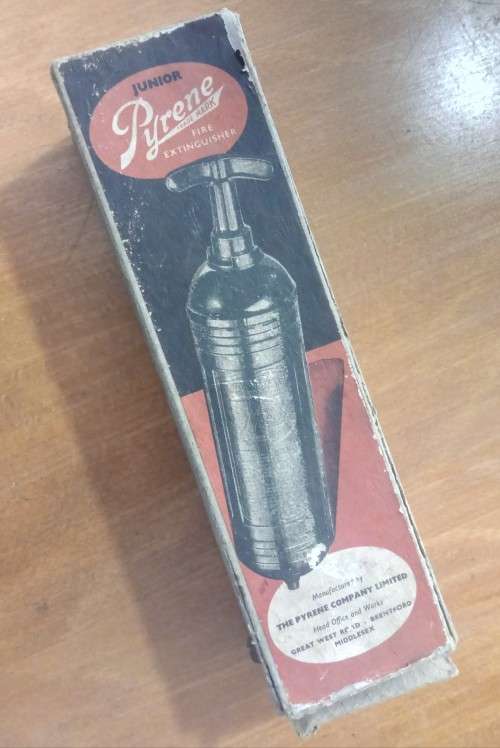 Pyrene Brass Fire Extinguisher NEW UNUSED IN BOX 1967