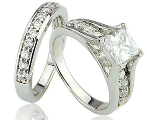 PRINCESS TWIN RING WEDDING SET