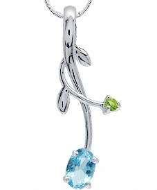 Beautiful Dainty 925 Silver Topaz & Peridot Pendant