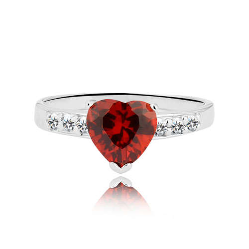 LOVELY RED HEART 925 SILVER RING