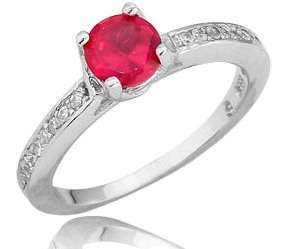 RUBY Cz 925 SILVER SOLITAIRE  RING