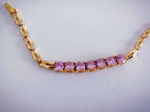 ELEGANT PINK CZ IN GOLD PLATED BRACELET