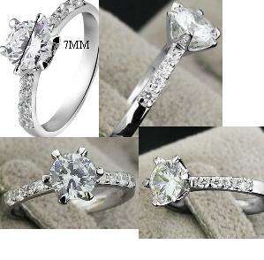 SPARKLING SIMULATED DIAMOND SOLITAIRE RING WITH ACCENT STONES