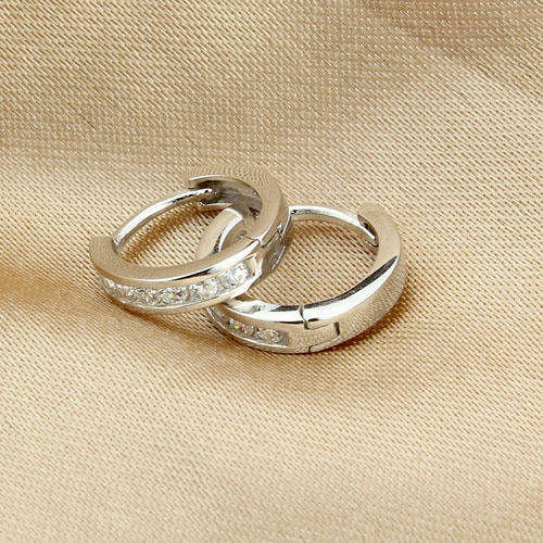 SIMULATED DIAMOND HOOPS- STERLING SILVER