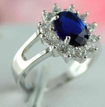 SAPPHIRE CZ ROYAL RING- size L
