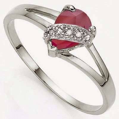 Heartfelt {Natural} 0.58ct Ruby & Diamond Ring {Solid Sterling Silver} *Deal