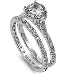 Outstanding 1CT Solitaire Twin Ring & Band Set