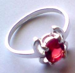 SWEET RED OVAL CZ SET IN 925 SILVER RING!!