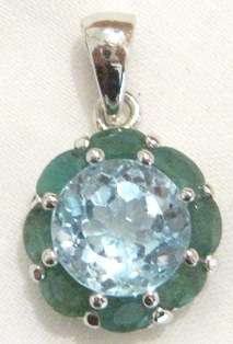 GENUINE EMERALD & TOPAZ PENDANT