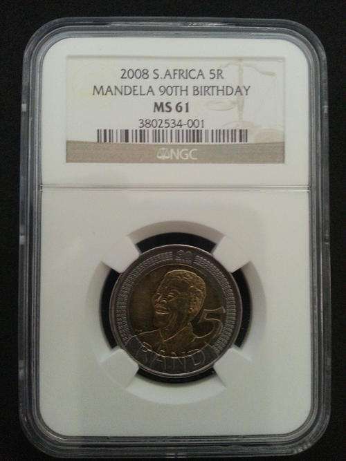 ***2008 MS61 VERY RARE!!!*** MANDELA BIRTHDAY R5 COIN.GRADED BY NGC