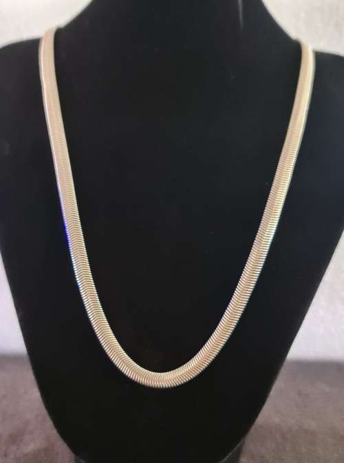STUNNING WIDE FLAT STERLING SILVER 925 SNAKE CHAIN.