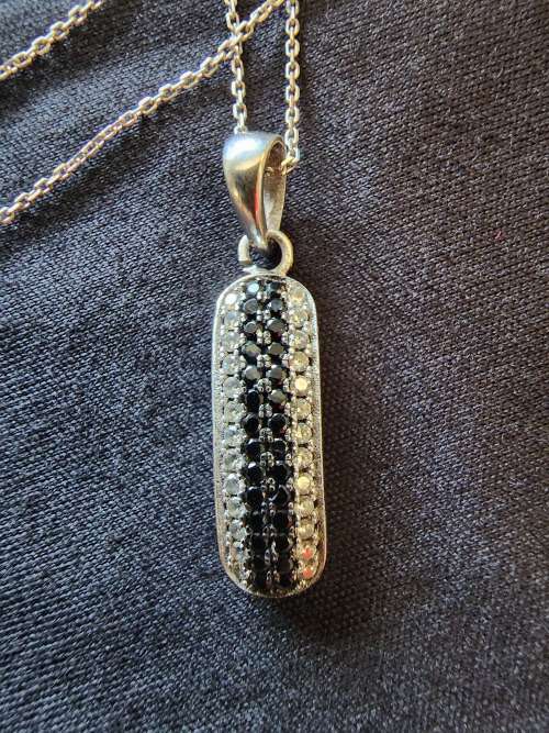 ***BLACK & WHITE ZIRCONIA CLUSTER PENDANT & NECKLACE***