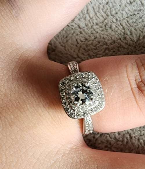 ***ELEGANT DOUBLE HALO STERLING SILVER CUBIC ZIRCONIA RING***