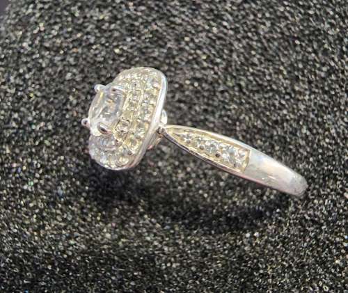 ***ELEGANT DOUBLE HALO STERLING SILVER CUBIC ZIRCONIA RING***