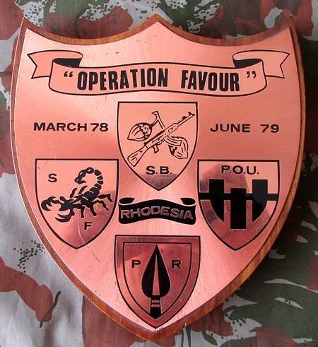 Rhodesia Operation Favour Copper Plaque
