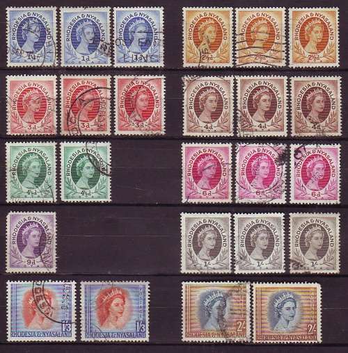 Rhodesia and Nyasaland 1954 Definitive Issue Used Lot