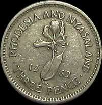 1962 Rhodesia and Nyasaland Threepence