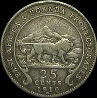1910 East Africa and Uganda 25 Cents