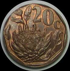 Error Coin - Republic of South Africa 20 Cent on 2 Cent Planchet