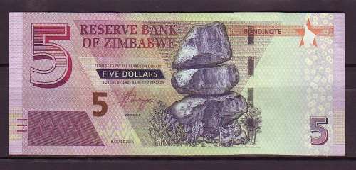 Zimbabwe 5 Dollar Bond Note