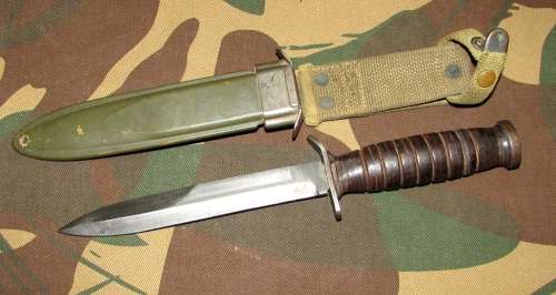 Original U.S WWII M3 Utica Fighting Knife with M8 Scabbard
