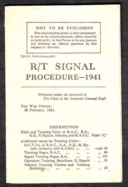War Office 1941 - R/T Signal Procedure