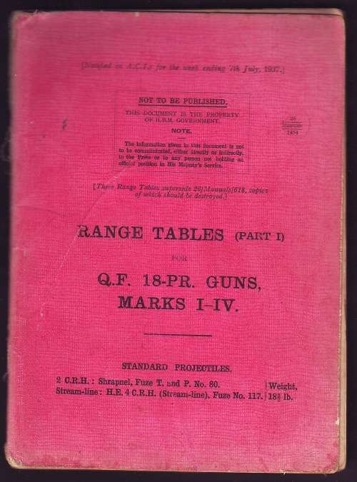 1937 War Office - Range Tables Part 1
