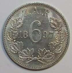 1897 ZAR Silver Sixpence
