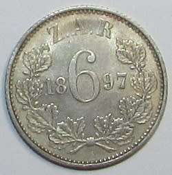 1897 ZAR Silver Sixpence