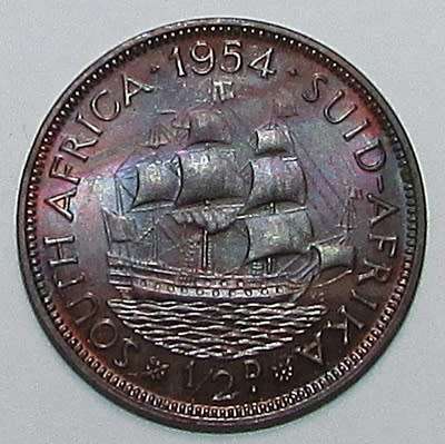 1954 Union of South Africa 1/2 Penny