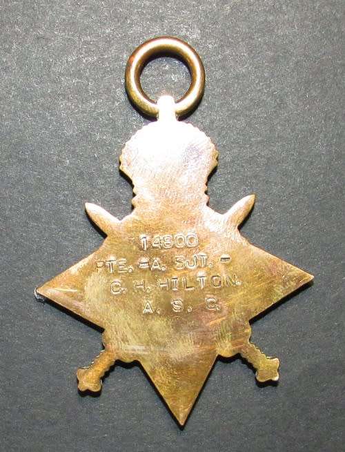 Full Size World War One Service Medal to:14800 PTE-A.SJT - C.H Hilton A.S.C