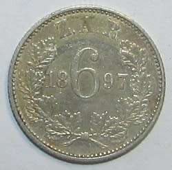 1897 ZAR Silver Sixpence