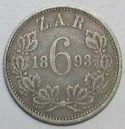 1893 ZAR Silver Sixpence