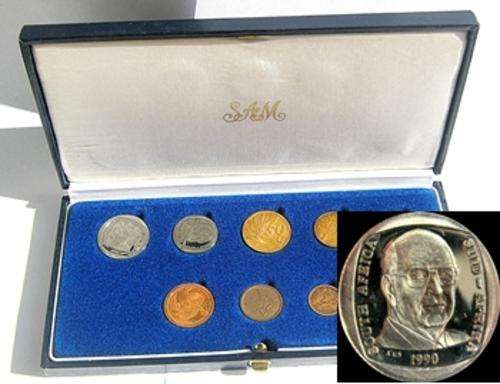 1990 Short Proof Set with PW Botha One Rand Coin