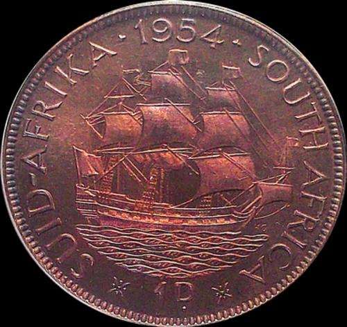 1954 Union of South Africa Half Penny - Graded PF 65