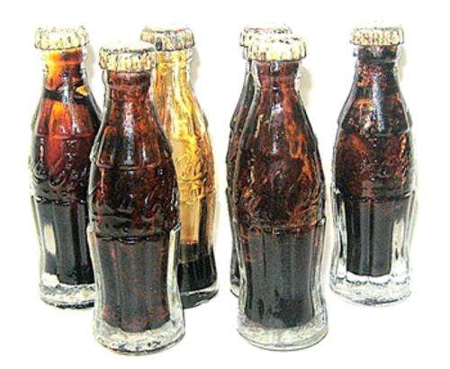 Collection of 6 Vintage Miniature Coke Bottles with Lids