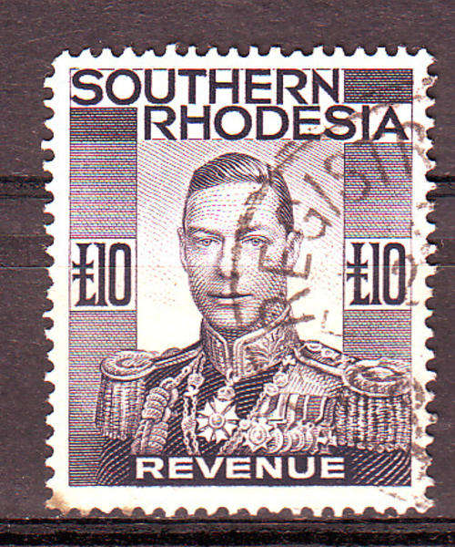 Southern Rhodesia 10 Pounds KGVI Revenue