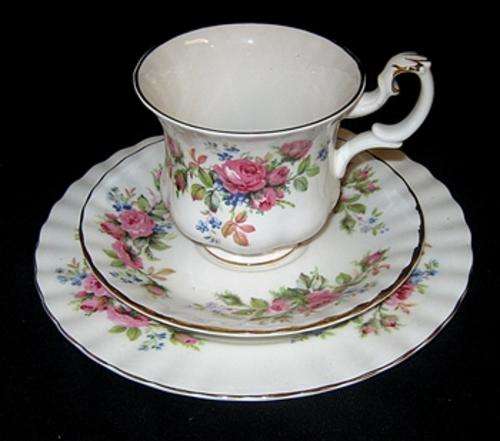 Royal Albert " Moss Rose "  Trio in Perfect Mint Condition