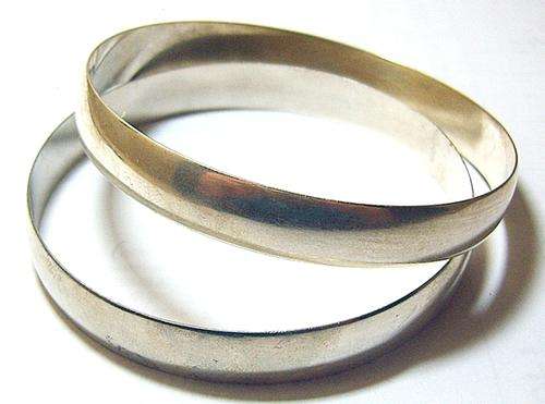 Heavy Pair of Sterling Silver Bangles