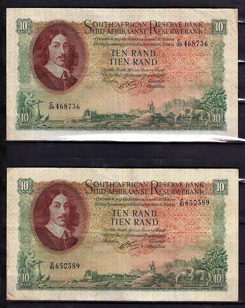 G Rissik - Pair of Large 10 Rand Notes