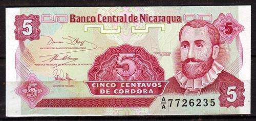 Nicaragua 5 Cordobas Note