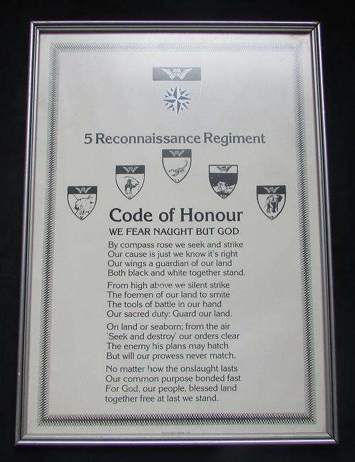 5 Recce Regiment Code of Honour - We Fear Naught But God